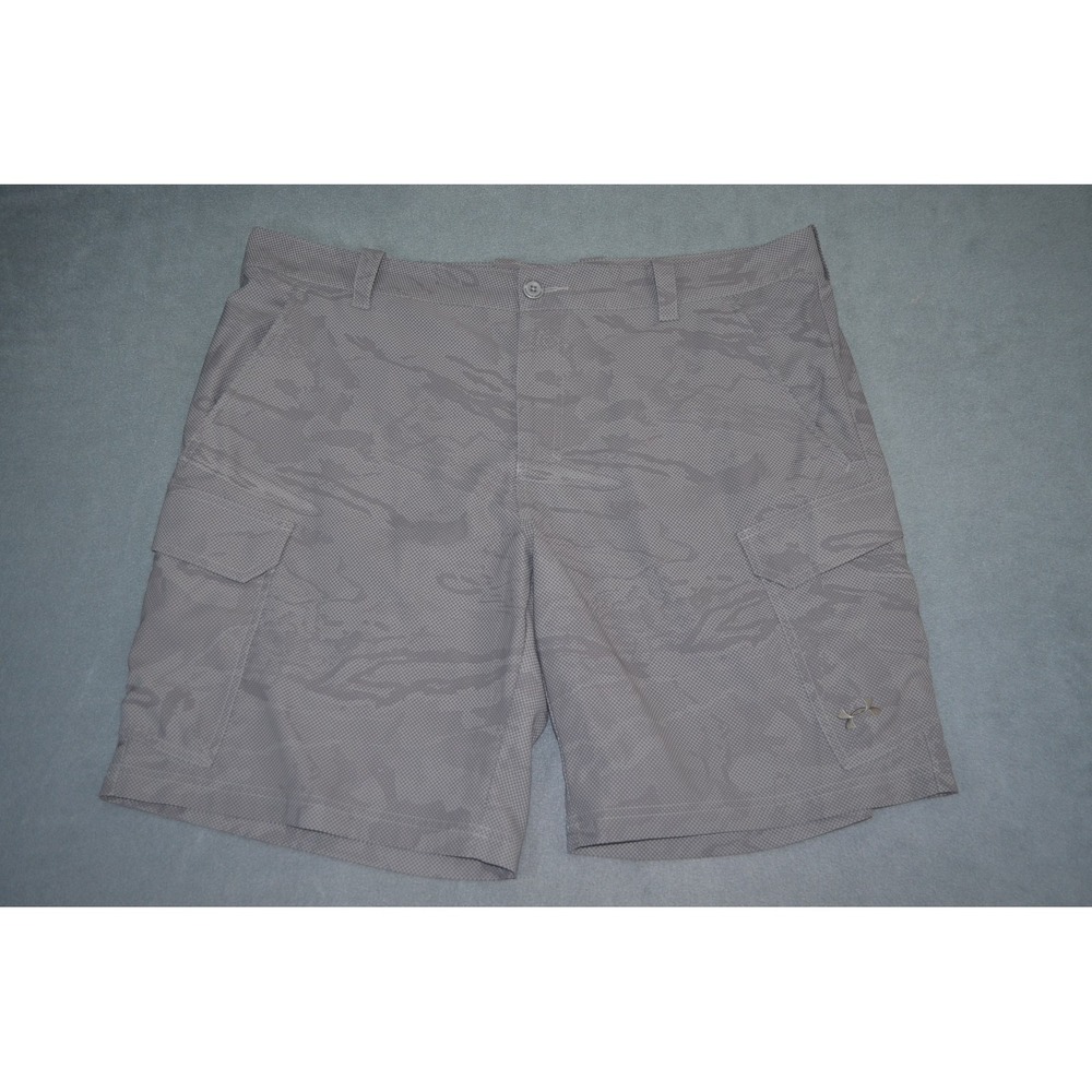 Under Armour UA Fish Hunter Cargo Shorts Men's Size 42 Gray Camo 1244207 Fishing